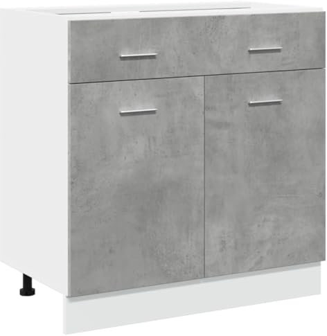 vidaXL Schubunterschrank Lyon Betongrau 80x46x81,5 cm Holzwerkstoff, Küchenschrank, Gastronomieschrank, Gastro Möbel, Küchenmöbel, Aufbewahrungsschrank