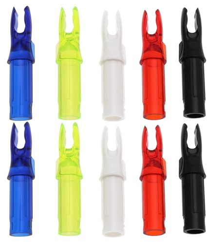 VGOL 50PCS Archery Arrow Nocks for Carbon Arrow Nocks with an Inner Diameter of 6.2mm 32mmx6.2mm Black/White/Transparent Red/Transparent Blue/Transparent Yellow