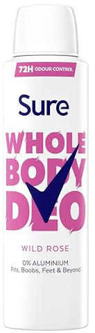 Sure Women Wild Rose Whole Body All Over Body Deodorant Spray with a fresh & floral fragrance and 72 hour odour control 150ml