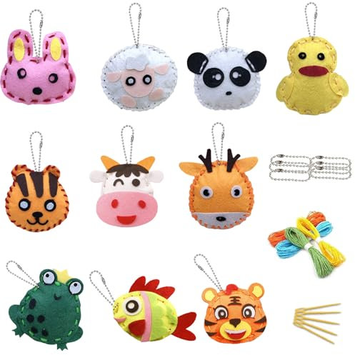 YCHYAN 10 Pièces Couture Animaux pour Enfant, Kits de Couture en Feutre de Animal, Kits de Feutre Éducatif pour Enfants, Avec Trous Préformés, Convient aux Débutants et aux Enfants de Tous Âges