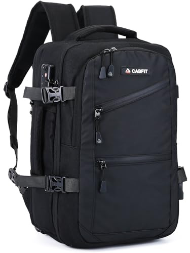 CabFit ® The NOMAD - Mochila Viaje Cabina Avion 40x20x25 Compatible con Ryanair Vueling Easyjet, candado antirrobo Code Lock, Puerto USB e Impermeable y Resistente, mochila hombre y mujer (NOMAD 2.0)