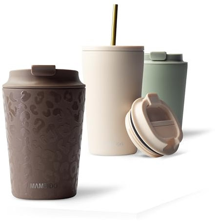 MAMEIDO Termo Cafe 350 ml, Vaso Termico Antigoteo, Taza Termica acero inox sin BPA, Vaso Termo Cafe para llevar (Wild Allure)