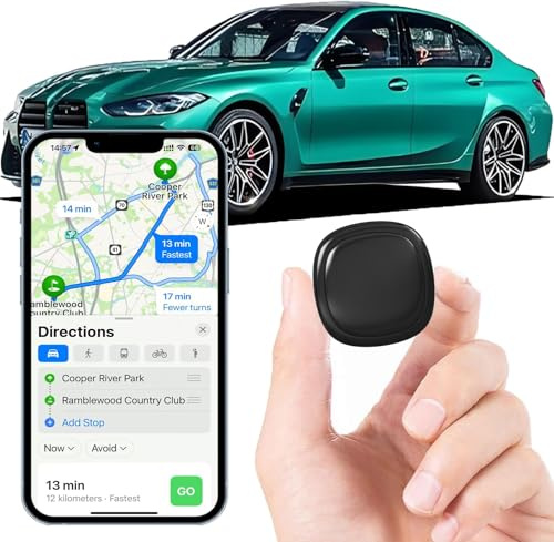 GPS Tracker for Cars, Hidden Magnetic Car GPS Tracker for Vehicles Compatible with iOS & Android, Mini Anti-Theft Tracker with Real-Time Location, No Monthly Fee, No SIM Card Required (1)