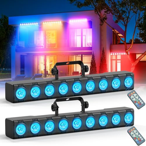 9 4 in 1 LED Wallwasher Barra Luminosa, 54W RGBW Luce da Palcoscenico Luci Discoteca, Strobo Faretto Effetti Luce per DJ Feste Nozze Halloween Natale, 2 pezzo