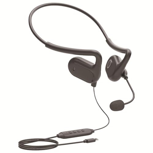 Casque filaire USB C à oreilles ouvertes avec micro, tour de cou, contrôle en ligne, casque de jeu stéréo filaire 7.1, son surround 7.1, suppression du bruit pour les appels, le travail, le sport, la