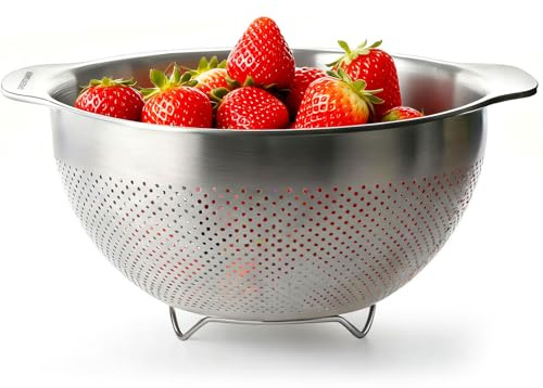 Greentainer Stainless Steel Colander Strainer Bowl - 3.3L Rust-Proof Fine Mesh with Handle Kitchen Food Strainer Basket for Washing Vegetables and Fruits, Durable Pasta Strainer & Drain Basket