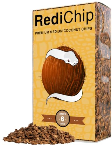 RediChip Reptile Bedding Loose Medium Coconut Chip Substrate 6 Quart Coco Husk Mulch for Snake and Gecko Habitat, Ball Python Terrarium, Lizard and Turtle Tanks, Tortoise Enclosure