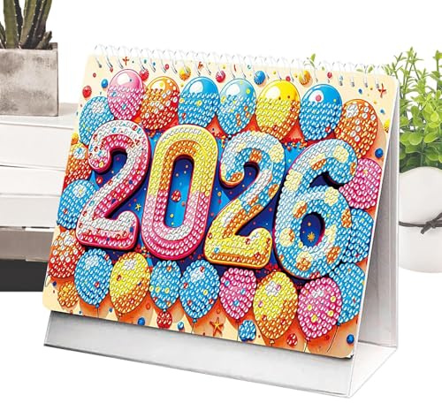Calendario mensual de oficina | Arte de diamantes de imitación Agenda 2026 | Organizador mensual de enero-diciembre para Oficina Escuela Casa Biblioteca | Regalo para Profesor Familia Alumnos Navidad