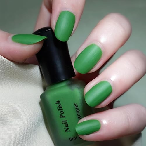 Grün Matte Nagellack, Matt Nagellack Grün Schnell Trocknende Langanhaltender, Hochpigmentierter Samtlack Nail Polish für Frauen DIY Nagelkunst Maniküre 6ML (Green, 6 ml)