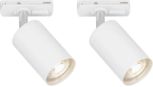 Briloner - Sistema de rieles Rail Spotlight, orientable, giratorio, combinable, accesorio, Tracklight, spot, GU10, ceiling spot, spotlight, 138x38x55 mm (LxAxP), blanco (Paquete de 2)
