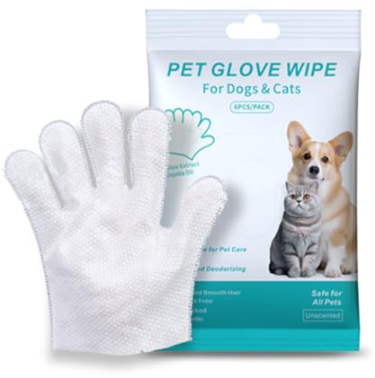 YIPFEN Guantes higiénicos para mascotas 6 piezas para perros y gatos toallitas húmedas sin aclarado patas orejas ojos pelaje