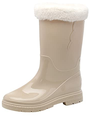 2026 Mujeres Tacón Alto Rodilla Alto Confort Zapatos de Mujer Botas de Nieve Media Pantorrilla Botas de Nieve Antideslizante Calcetines de Forro Polar Interior Botas de lluvia Extraíbles Zapatos de