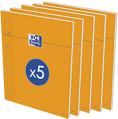 Oxford 5 stycken block perforerade häftsidor linjerade hela sidorna 230 x 297 papper vit 5 x 5