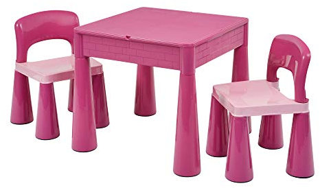 Liberty House Toys LH899P Plastic Children's 5-in-1 Activity Table & Chairs with Writing Top/Sand/Water and Storage, Pink, Ideal Size,H465 x W510 x D530mm