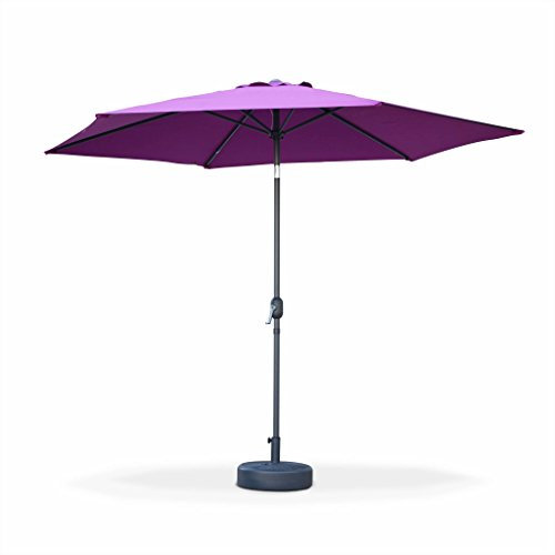 Alice's Garden - Parasol droit rond Ø300cm - Touquet Prune - mât central en aluminium orientable et manivelle d'ouverture