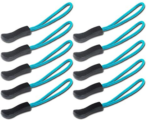 DYZD Durable Zipper Pulls Tab Tags Cord Pulls Zipper Extension Zip Fixer for Backpacks, Jackets, Luggage, Purses, Handbags (Blue,10 PCS)