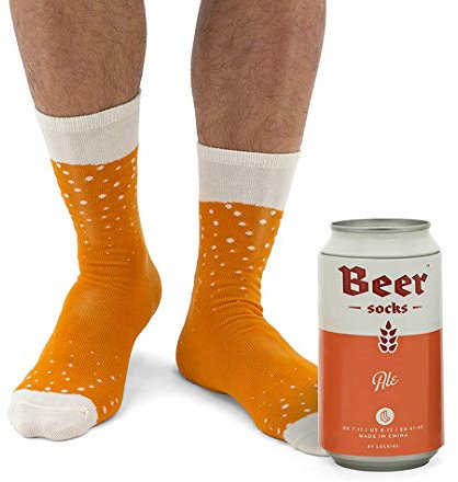 Luckies of London Bière Chaussettes, coton, orange, 41-45 EU (7-11 UK)