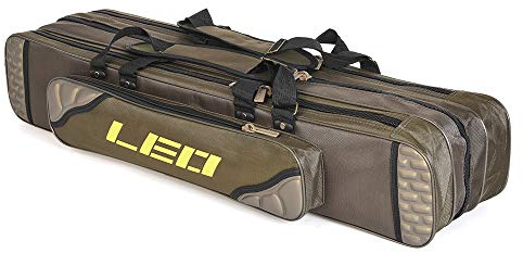 Lixada Fishing Rod Case Potable Canvas Fishing Pole Tools Reel Storage Bag Durable Fishing Gear Tackle Carry Cases 3 Layer, 90cm