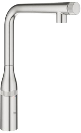 GROHE Essence SmartControl, Küchenarmatur mit smarter Steuerung (praktische und präzise Regelung per Fingerdruck, ausziehbare Brause, 140° schwenkbar, magnetisches Docking), edelstahl, 31615DC0