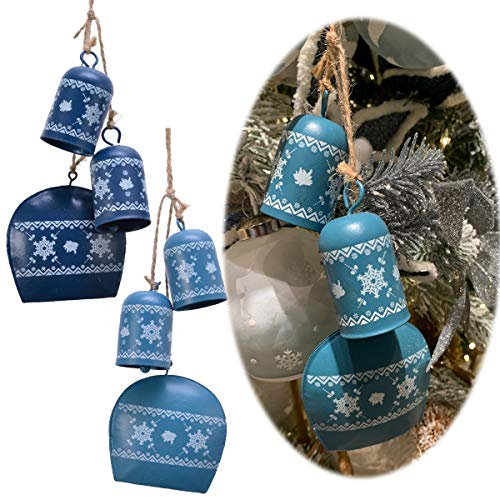 LS-LebenStil 2X Deko-Objekt Kuh-Glocken 6 Glöckchen Winter Christbaum-Hänger Nostalgie