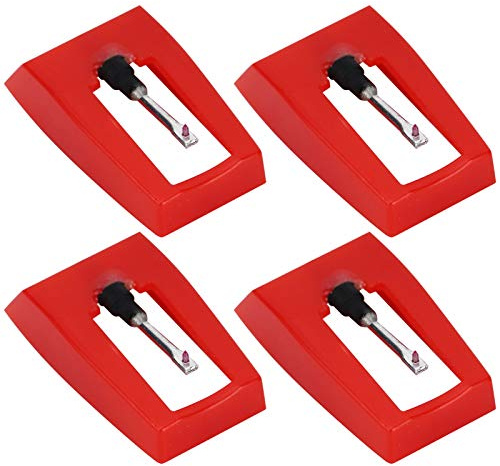 Aiguille Tourne Disque, Diamant Platine Vinyle Aiguilles de Stylet 4 pièces ABS + aiguille de Remplacement de Platine Vinyle Conique Diamant Aiguille de Phonographe en Céramique