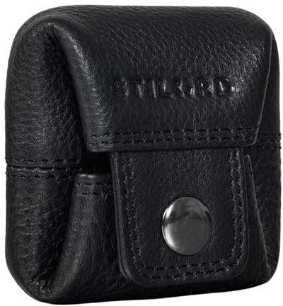 STILORD 'Claron' Kleingeldbörse Leder Münzbeutel Vintage Münzbörse Klein Mini Geldbeutel Wiener Schachtel Minibörse Echtleder mit Geschenkbox, Farbe:schwarz