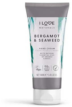 I LOVE Naturals Bergamot & Seaweed Hand Cream With Shea Butter & Essential Oils of Orange & Basil – Vegan Moisturiser for Soft, Smooth & Nourished Hands 100ml