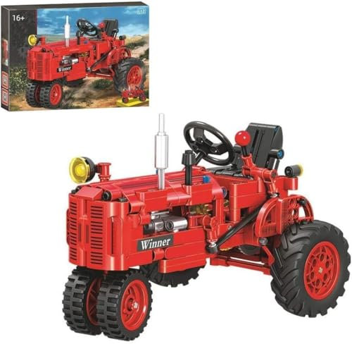 Pasyru Technik Klassisch Traktor Bausteine, 302 Teile Retro Traktor Klemmbausteine Bausatz Modell, MOC Bausteine Spielzeug Modellbausatz, Kompatibel mit Großen Marken