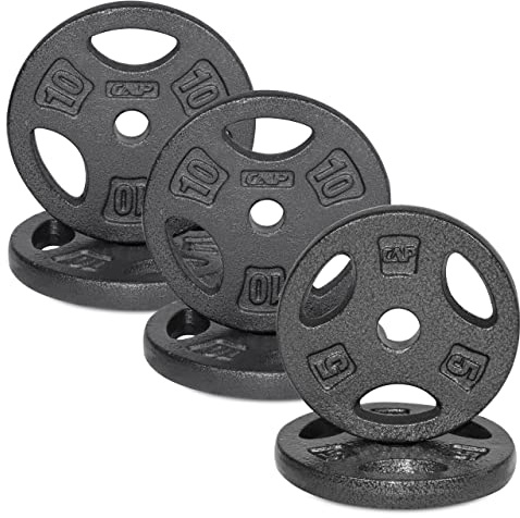 WF Athletic Supply Cast Iron 1-Inch Standard Grip Plate for Strength Training, Muscle Toning, Weight Loss & Crossfit - Multiple Choices Available, Charcoal 50LB SET 1