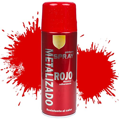 Etrexonline Pintura Spray Multicolor Profesional 400ml Adecuado Metal Madera y Plástico - Color Rojo Metalizada (Paquete de 1)