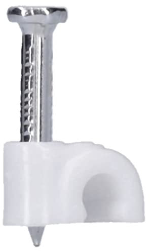 50 Stück Voxura Nagelschelle Kabelschelle Rundschelle 4 mm mit Nagel Ø 1,8x16 mm weiß