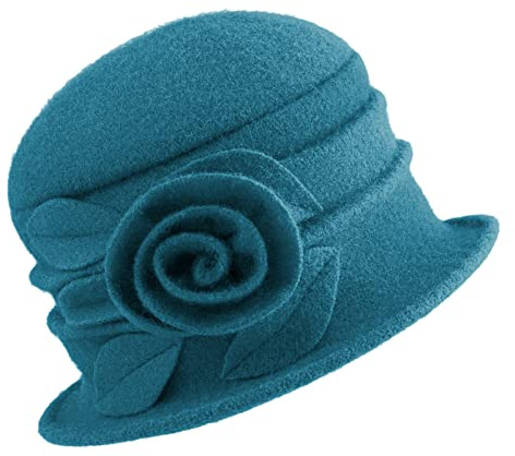 Gajaous Béret français pour femme - Chapeau cloche vintage floral en laine - Style classique des années 1920, a blei, Taille unique