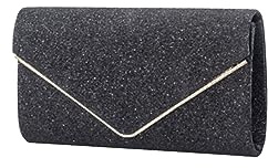 CORIOS Dam Kuvertväska med Paljetter, Aftonväska, Brudväska, Bröllopshandväska, Glitter, Glittrande Handväska, Elegant Axelväska, Crossbodyväska med Avtagbar Kedja för Bal, Bröllop, Cocktailparty