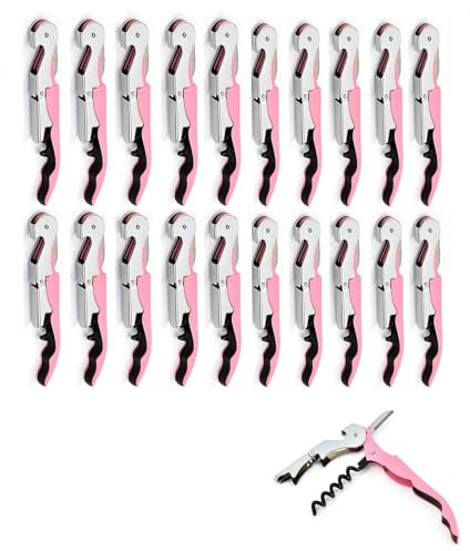 ApribotTiglie di Vino, Cavatappi Professionale Set Apribottiglie di Vino, Cerniere in Acciaio Inossidabile Chiave di Vino per Camerieri del Ristorante, Sommelier, Baristi (Pink 20 pieces)