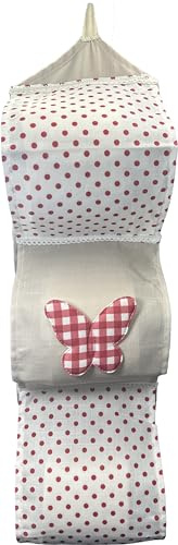 PORTAROTOLO 3 ROTOLI CARTA IGENICA IN TESSUTO EFFETTO LINO RICAMATO (SHABBY CHIC FARFALLA)