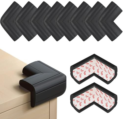 (8 Pack) Corner Protectors for Kids, Dekukar Upgraded Foam Soft Corner Guards Bumpers Baby Safety Furniture Table Sharp Corner Protection, Pre-Taped for Direct Use - Black