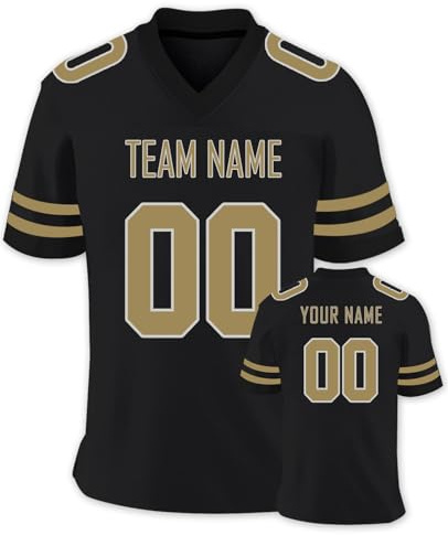 Personnalisé Sport Maillot de Football Américain Personnalisable avec Logo Prénom Homme Femme Enfant T-Shirts Manches Courtes à Séchage Rapide, S-7XL