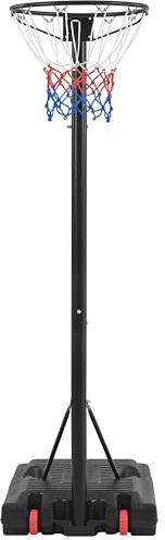 Yaheetech Netball Hoop Adjustable Netball Stand and Post Freestanding Netball Post with Rolling & Filling Base, Portable Basketball Hoop and Net for Indoors & Outdoors, 212-305cm