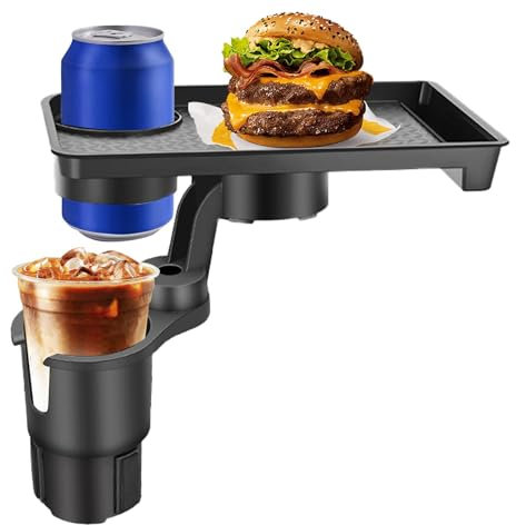 Portabicchiere per auto - Vassoio estensibile portabicchieri per vassoio per alimenti | Tavolo girevole per vassoio per auto, vassoio di estensione portabicchieri per auto, supporto per telefono p