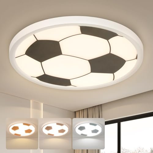 EASY EAGLE Plafonnier LED Football, Lampe Plafond Moderne 3000K/4000K/6500K, Luminaire Plafonnier Rond pour Salle de Bain, Cuisine, Salon, Chambre, Chambre d'enfant, 30CM