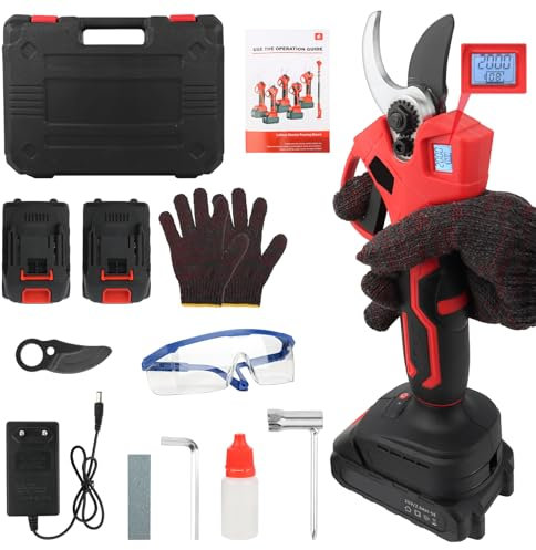Tijeras eléctricas de jardín con batería de 2000 mAh, motor sin escobillas, bypass y contador LED para mujeres y hombres