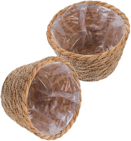 BESTonZON 2 Pezzi cesto di fiori in rattan piantatrice di cestino da giardino Supporto per piante in cesto di rattan decorativo cesti di piante cesto di fiori intrecciato Caffè
