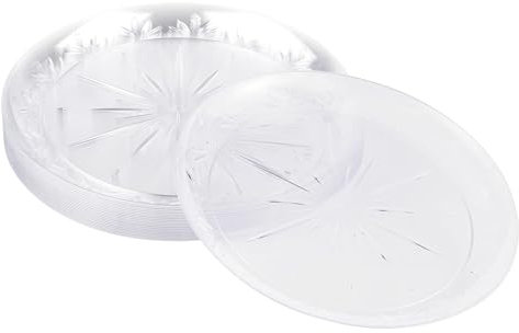 MATANA 120 Premium Clear Hard Plastic Dessert Plates, 19cm / 7 Inch & 25cm / 10 Inch - Elegant & Reusable Small Side Plates, Starter Plate for Weddings, Birthdays, Picnic, BBQ, Parties