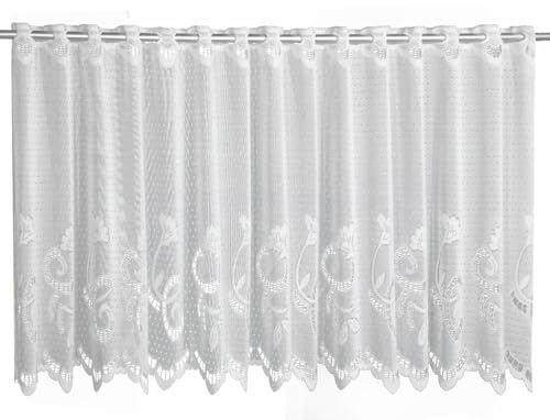 Sehlbach Bistrogardine Jacquard Blütenornamente, Weiß, 160 x 50 cm Bistrogardine, Elegante Optik, Florale Eleganz, Blickdichter Stoff, Einfache Dekoration