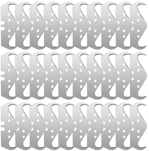 VOBOR 30 Piezas Cuchillas con Ganchos de Repuesto, Cuchillas de Gancho con Perforación, SK5 Acero de Alto Carbono, 0,6 mm de Grosor, para Cortar Alfombras y Vinilo