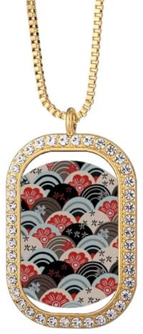 Collier traditionnel japonais traditionnel avec pendentif en cristal de diamant doré