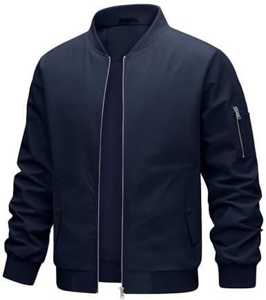 heekpek Veste Homme Blouson Printemps Eté Coupe Vent Décontractée de Travail Veste Legere Homme Imperméable Bomber Cargo avec Poches Zippées,Marineblau,M