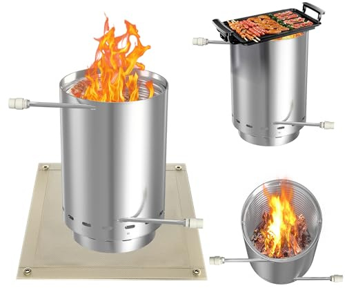 UISEBRT Calefacción de piscina con fuego de leña – Barril de fuego de acero inoxidable 100% con espiral de calefacción de diámetro 32/38 mm de diámetro, conexión de estufa de piscina, calentador de