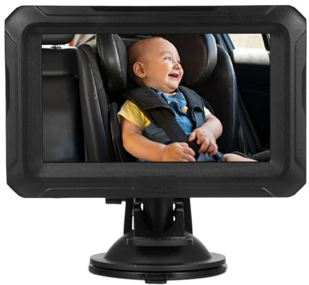 Akozon Monitor de bebé para Coche, Cámara de Visión Nocturna 1080P para Bebés, Niños, Mascotas, ángulo de Visión de 4,3 Pulgadas y 150° (sin Cable USB)