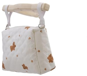 Almohadilla portátil para reposacabezas de cochecito de bebé, almohada con diseño de oso suave con funda lavable para cochecitos esenciales para recién nacido, accesorios para comodidad del bebé